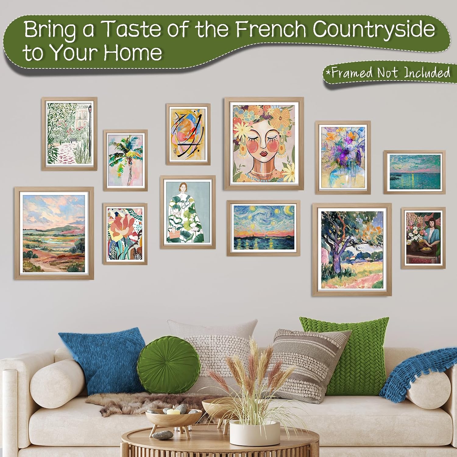 JJY Claude Monet Colourful Eclectic Wall Art Prints and Posters Modern Maximalist Decor for Room Aesthetic Impressionist Wall Art Prints Flowers and Plants Landscape (Unframed) Pack of 12
