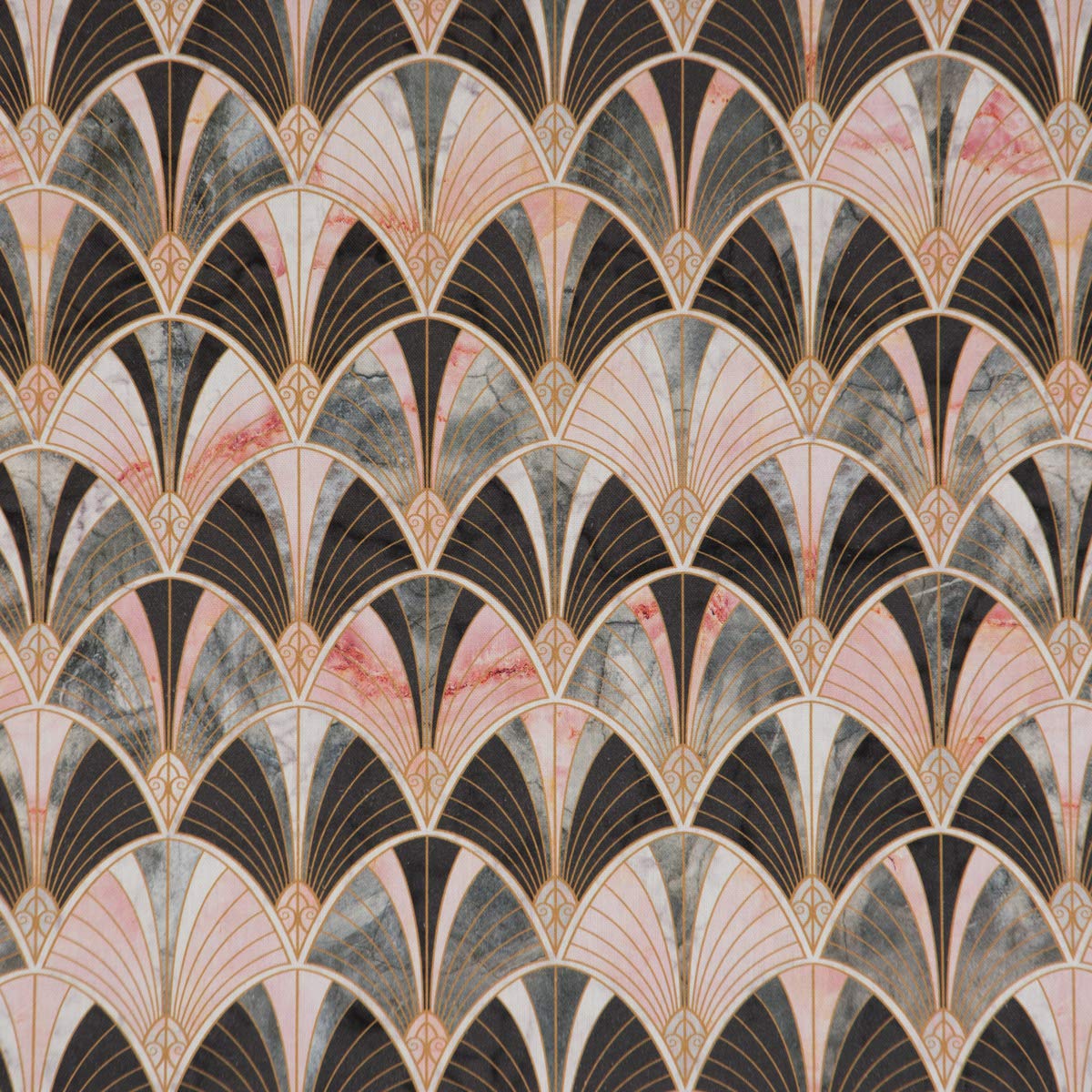 SCHÖNER LEBEN. Chemin de table Art Deco - Arche marbre - Vert, rose, marron - 40 x 160 cm