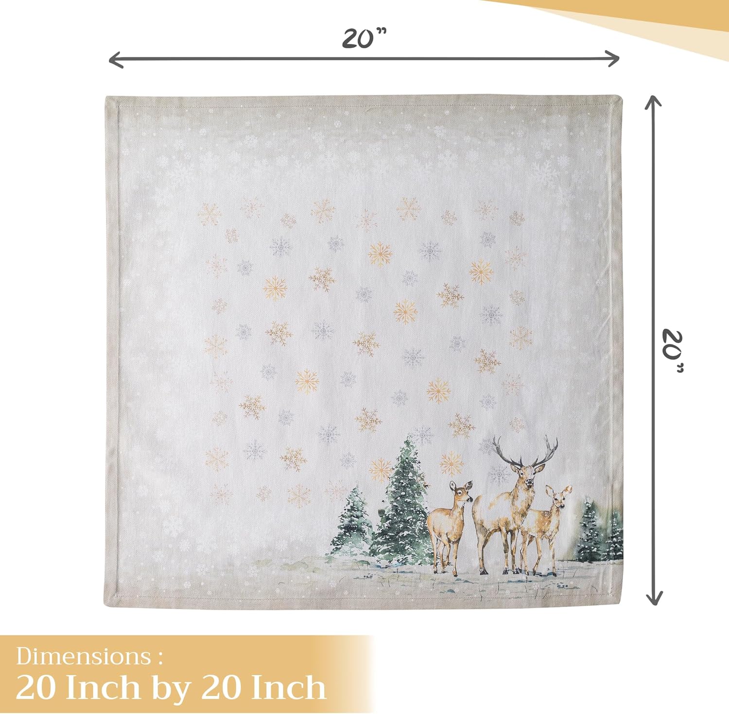 Maison d' Hermine Deer in The Woods Bundle Set 100% Cotton Set of Napkins (20 Inch by 20 Inch) and Set of 4 Placemats (13 Inch by 19 Inch)