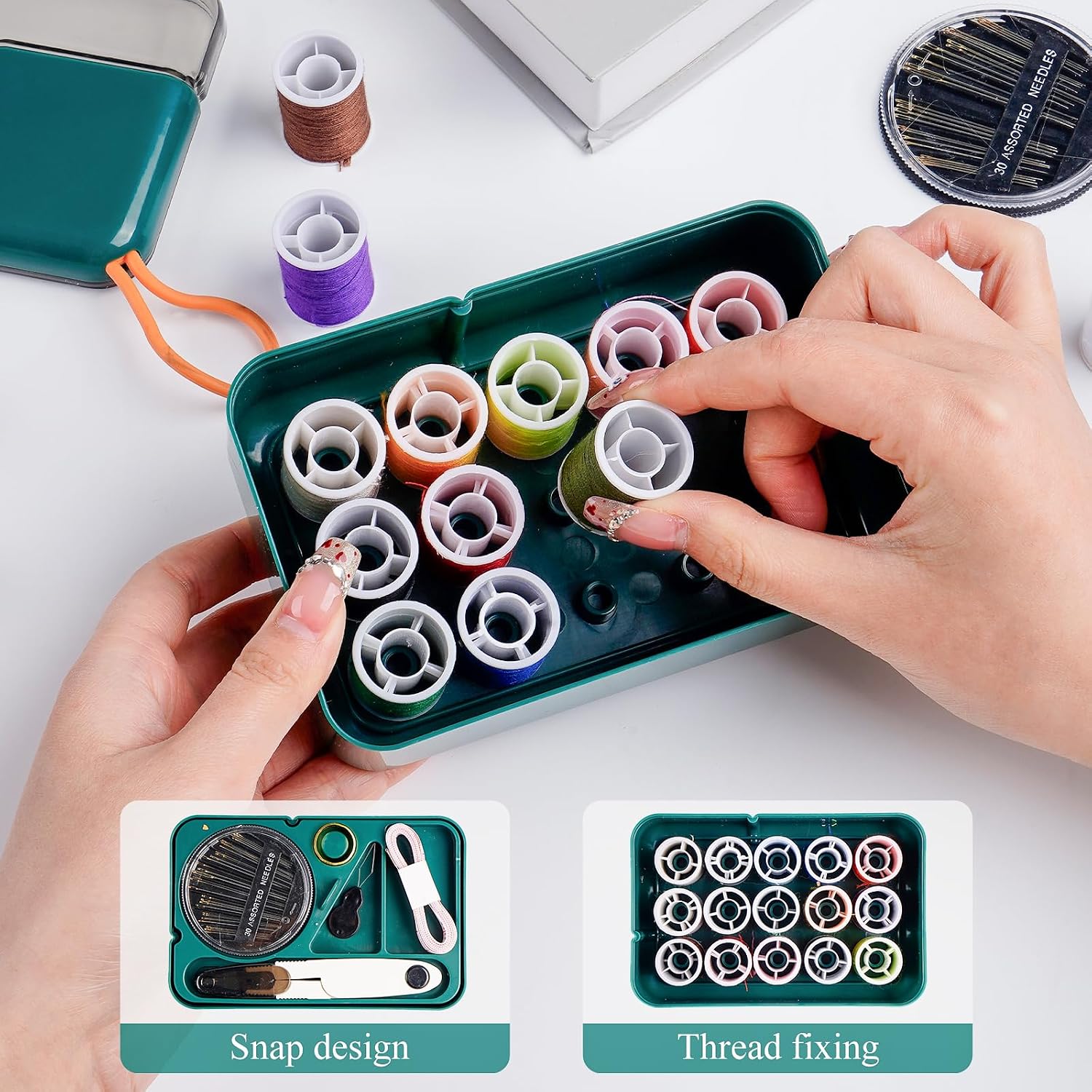 Sewgurixi Mini Sewing Kits for Adults, Small Sewing Accessories and Supplies for Beginners with Needles, Threads, Scissors, Measure Tape, Suitable for Travel, Home, School and DIY Gift (Dark Green)