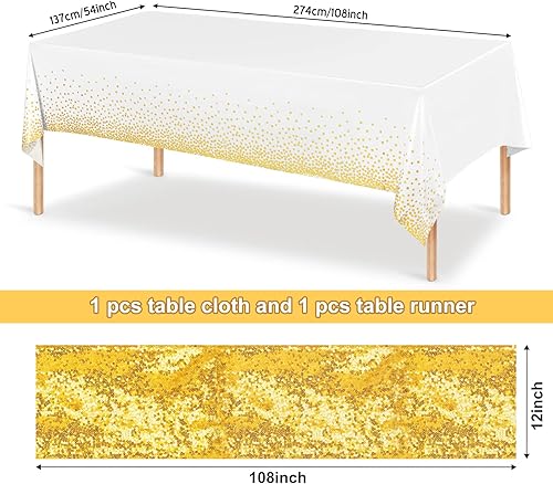 Miniatura 2 de Juego de mantel y camino de mesa de lentejuelas con diseño de lunares y confeti, de plástico, para decoración de cumpleaños, boda, aniversario,