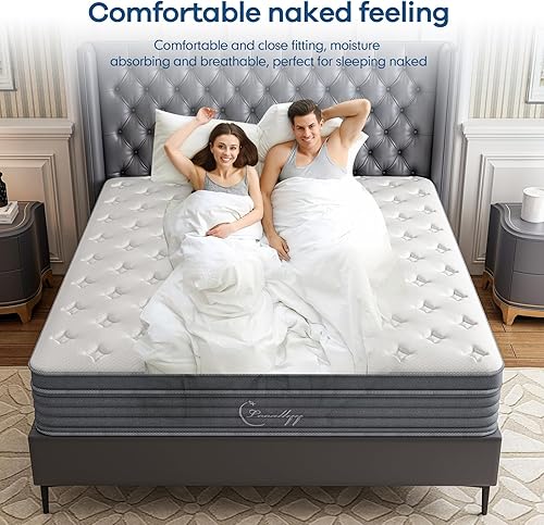 Miniatura 6 de Colchón King de 12 pulgadas, colchón de espuma viscoelástica mixta, resorte embolsado independiente, aislamiento deportivo, sueño profundo