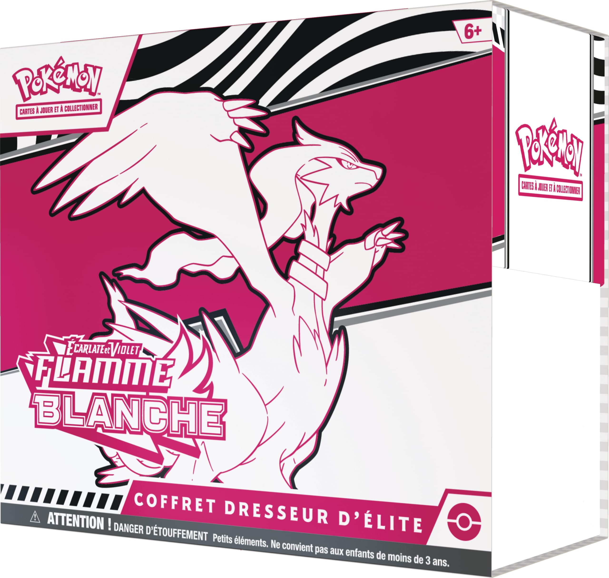 Pokémon: Coffret Dresseur d’élite Écarlate et Violet – Flamme Blanche – Reshiram (1 Carte Promo Entièrement Illustrée de Boréas, 9 Boosters et des Accessoires de Jeu Premium)