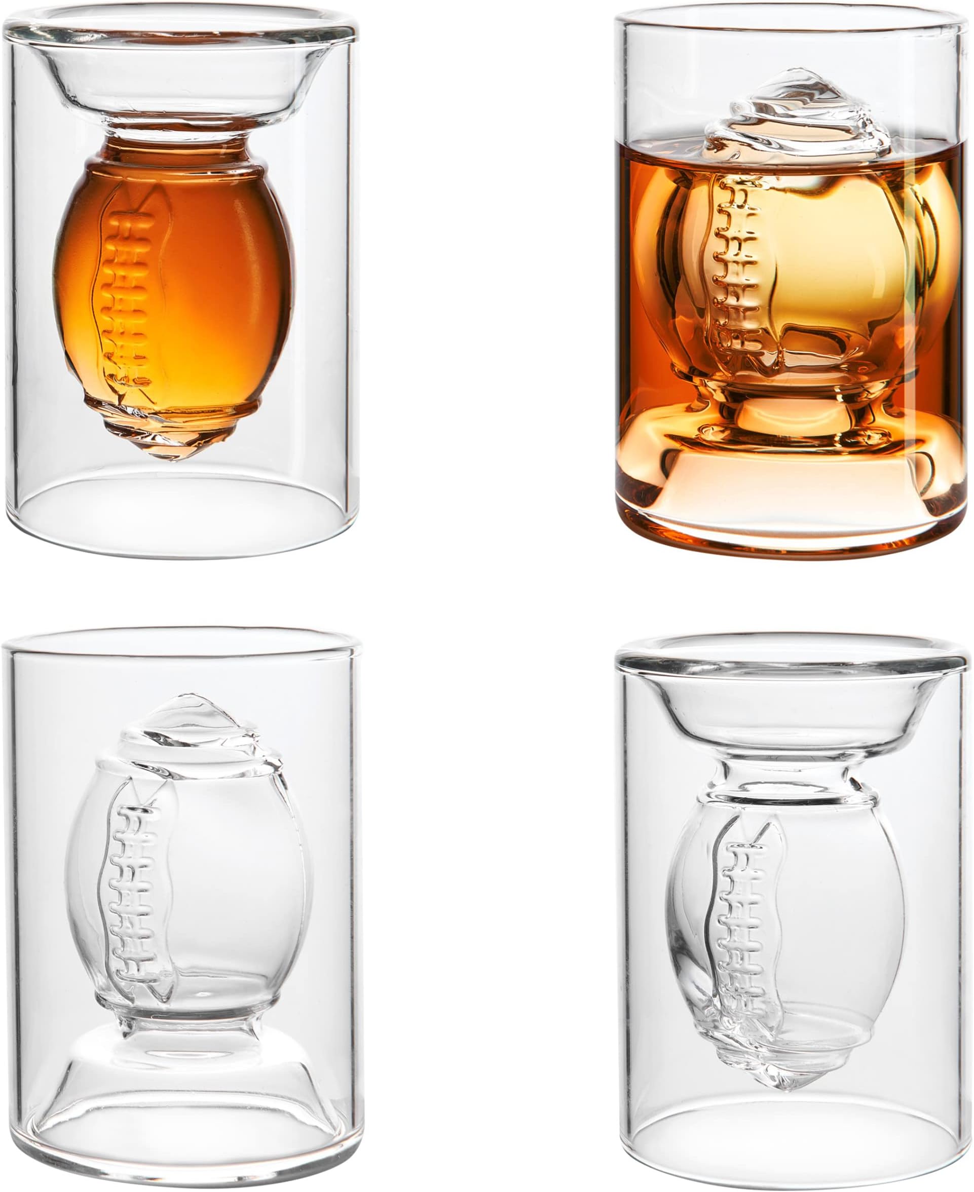 40YARDS American Football Shot Glasses / Drinking Glasses / Espresso Glasses (Pack of 4) - Can be Filled on Both Sides 2 cl and 4 cl Volume