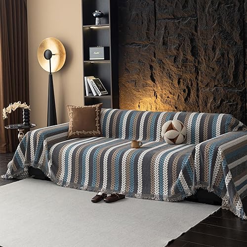 Miniatura 31 de VClife Funda de sofá bohemia para Navidad, 1 pieza, suave y cálida para sofá seccional, funda lavable de calabaza y jacquard negro para sofá biplaza