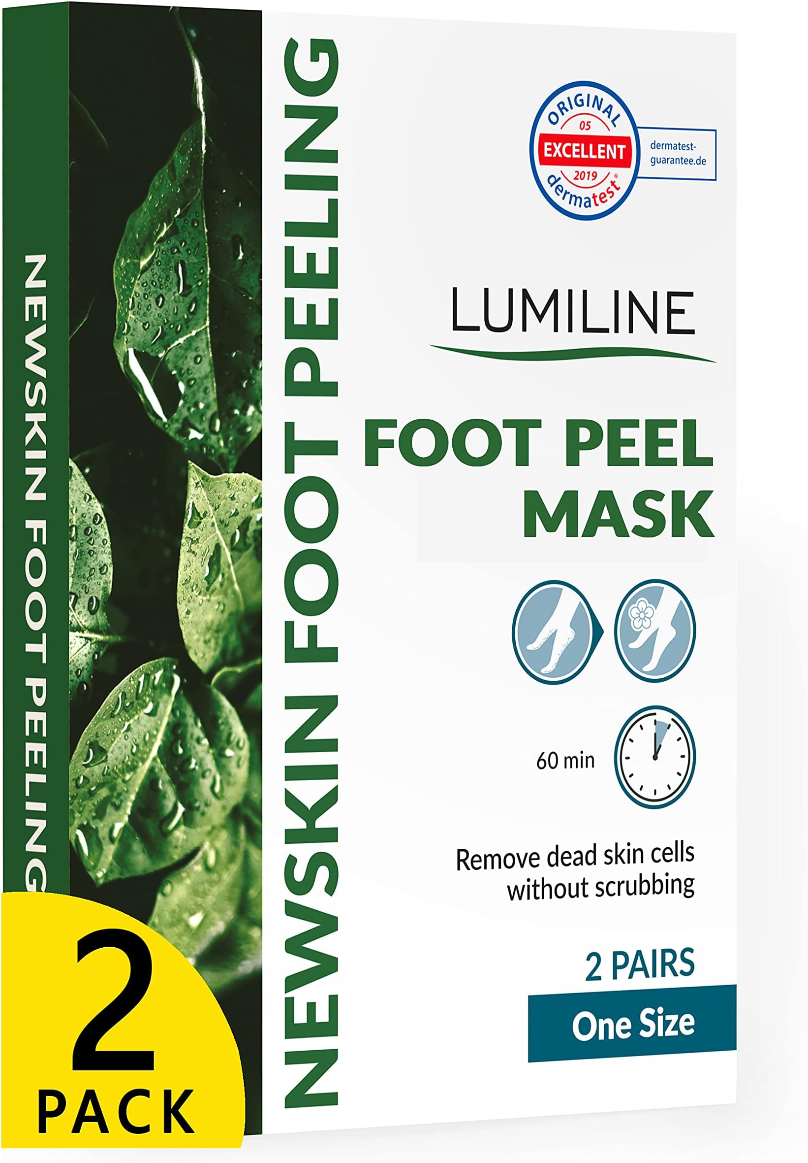 Exfoliating foot peel mask for hard skin, feet peeling socks, baby feet foot peel, foot exfoliant, foot treatment for hard skin, dermatologically tested, 2 pairs (up to size W8/M8.5 EU43)