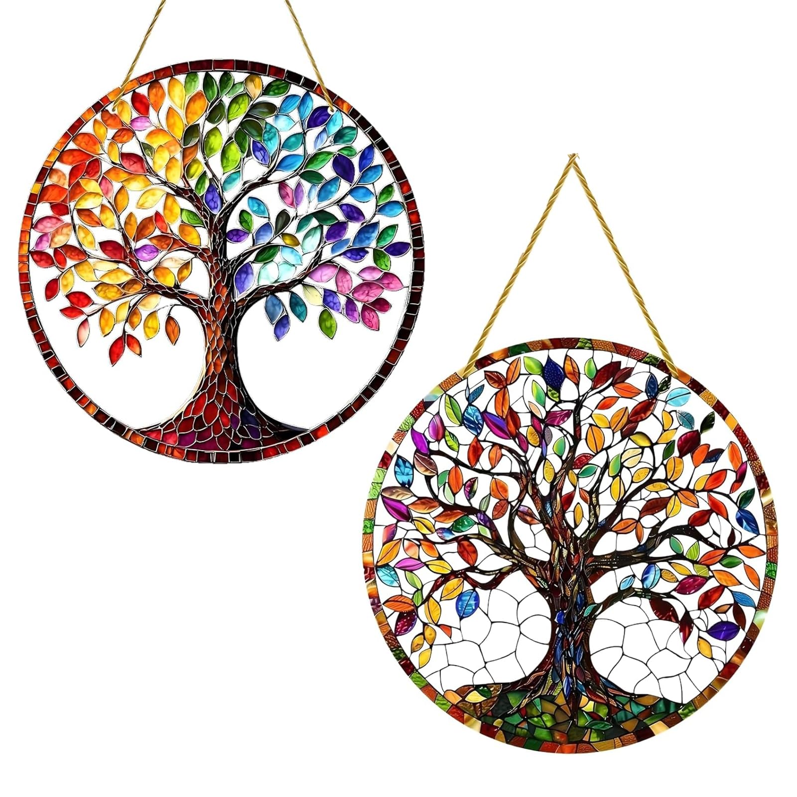 Muiltvoe Garden Decorations Outdoor, Garden Wall Art, Wall Decorations, Round Tree of Life Hanging Ornament for Patio, Yard, Fence, Porch or Indoor Room