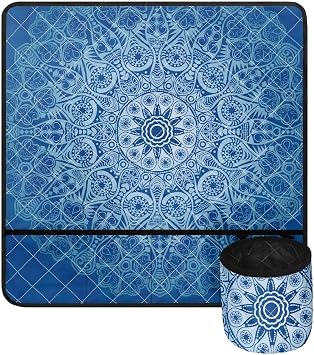 Blue Mandala Sewing Machine Mat Waterproof Stain Resistant Sewing Machine Muffling Mat Madam Sew with Pockets Reduce Vibration and Noise