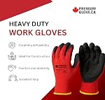 Premium Heavy Duty Work Gloves for Men, Red & Black Latex Coated, Textured Grip, Breathable Poly-Cotton Knit for Warehouse, Gardening, Mechanic & General Labor (XL)