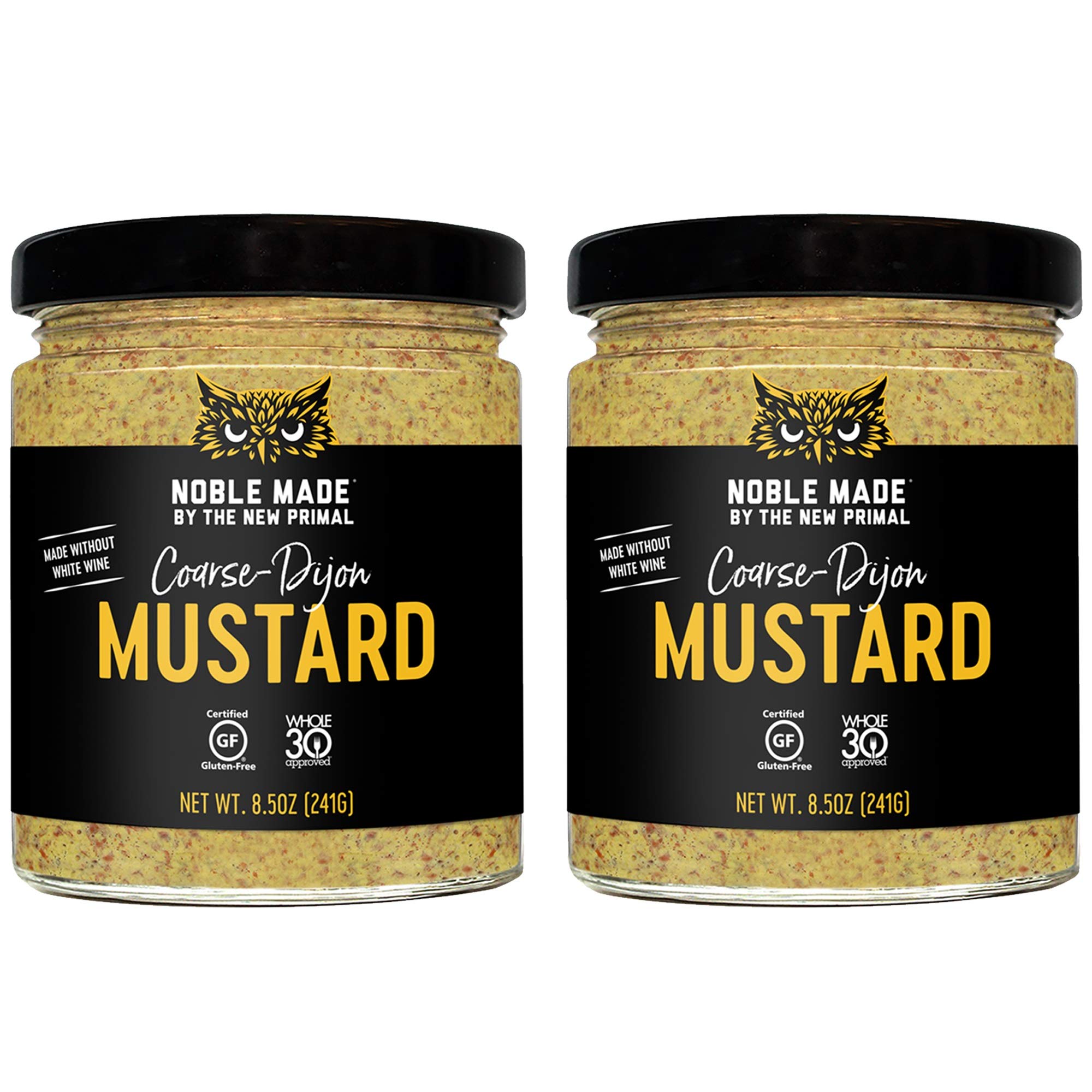 Noble Made by The New Primal, Coarse-Dijon Mustard, Whole30 Approved, Gluten Free, Sugar Free, Paleo, Keto, Vegan, Made without Wine, Pantry Staple, Charcuterie Board, 8.5 Oz, Glass Jar, 2 Count