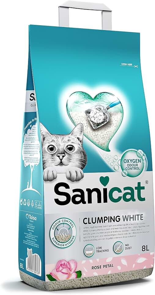 Sanicat Arena aglomerante blanca, aroma pétalos de rosa, 8 L