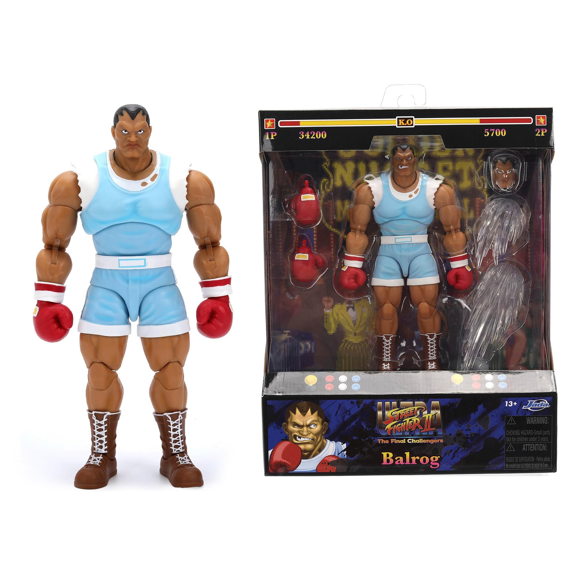 Jada Street Fighter Figurka Balrog 17 cm Przegubowa z wymiennymi akcesoriami Figurka kolekcjonerska 13 lat (9335741314R00)