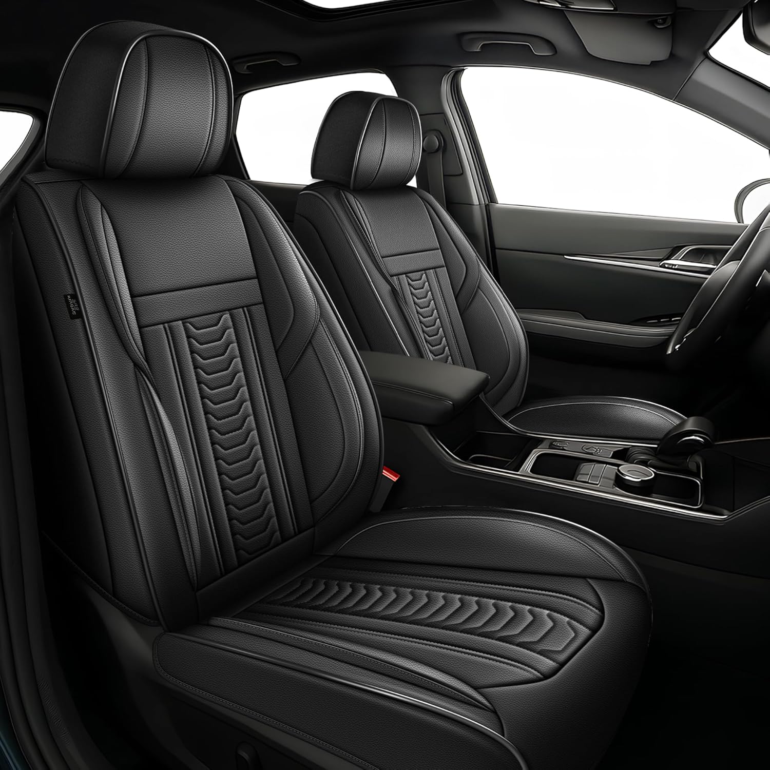 TTX LIGHTING for Chevy Traverse 2018-2026 Seat Covers: Waterproof Leather Seat Protector with Airbag Compatible (2 Front Seats,Black)