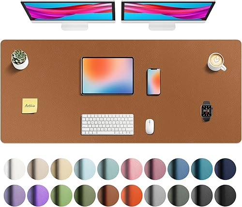 Miniatura 143 de Aothia - Protector de escritorio de cuero sintético, base para mouse, superficie antideslizante e impermeable para escribir y para laptop, para