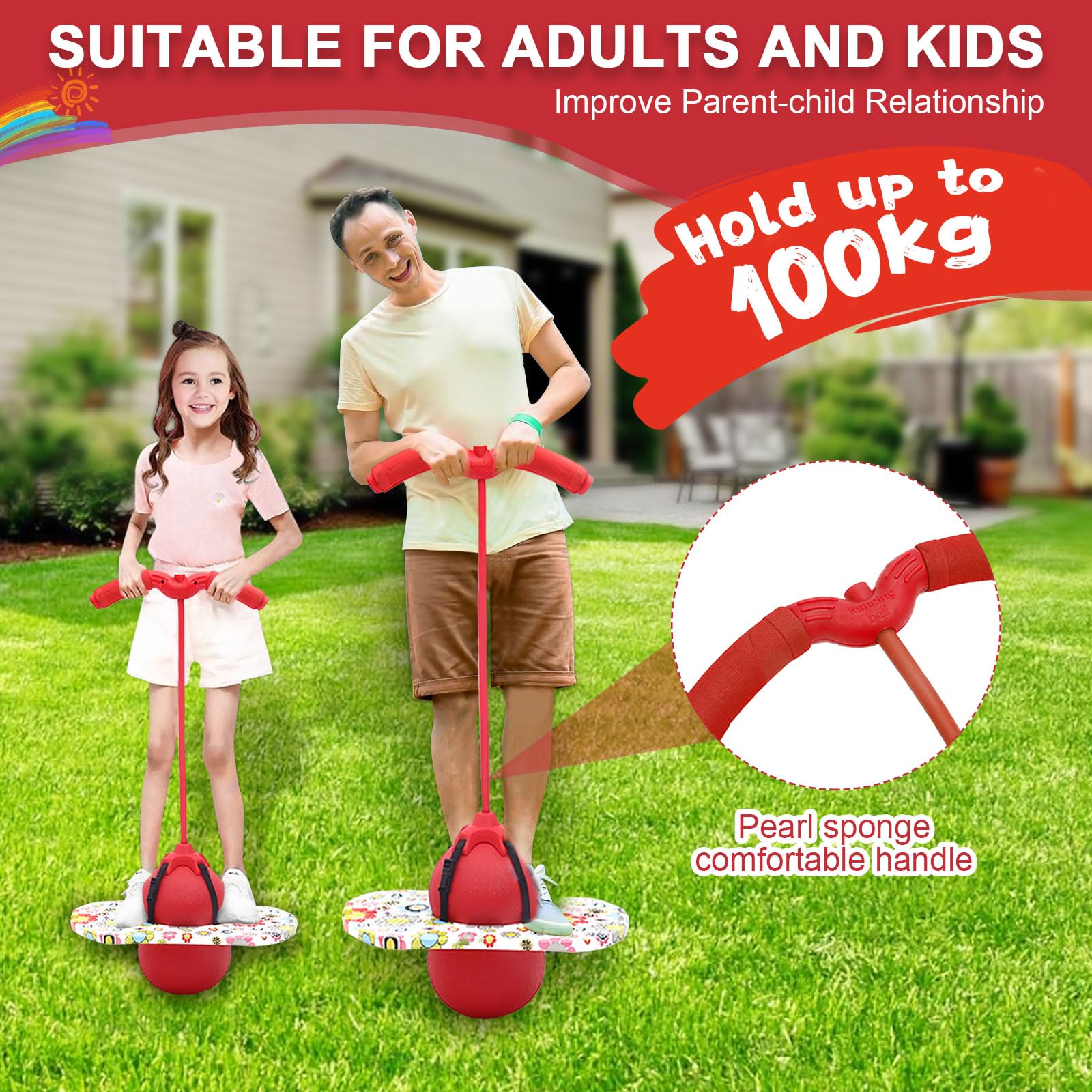 Pogo Ball con manici, Pogo Stick Palla gonfiabile per bambini, asta di gonfiaggio con pompa ad aria, Pogo Ball per l'allenamento dell'equilibrio, regalo per bambini dai 6 anni in su