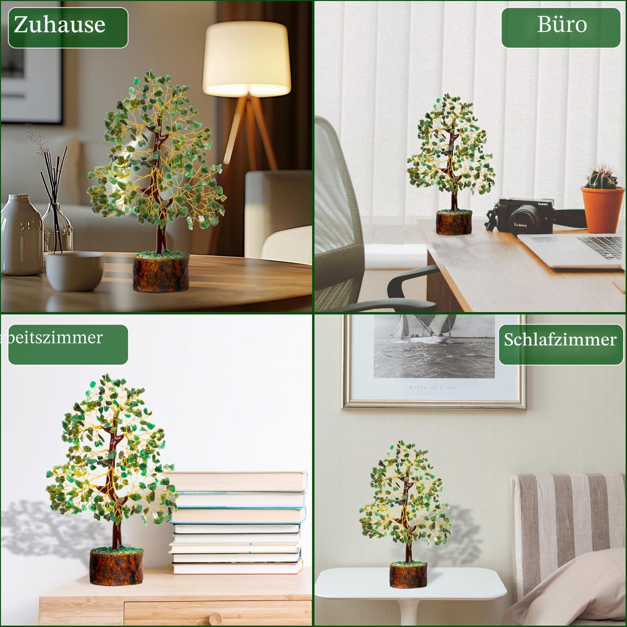 ZENFULSTONE Baum des Lebens aus grüner Jade für Glück und Wohlstand, Dekoration für Zuhause und Büro, handgefertigter Bonsai für Reichtum, Balance und Glück, perfektes Wohlfühlgeschenk für geliebte