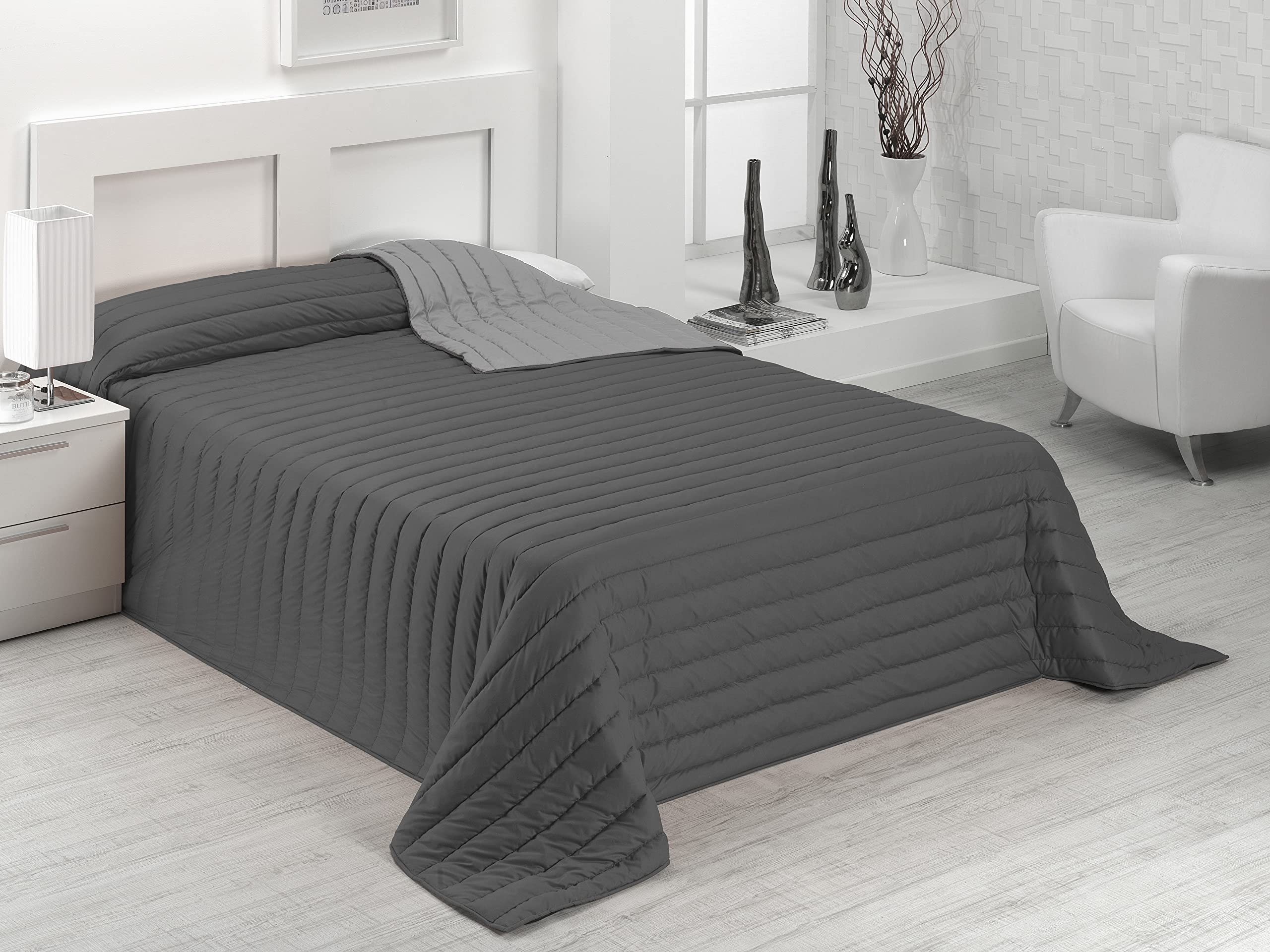 SABANALIA - Multi-purpose two-tone Tutto quilt for spring, summer, autumn (available in various sizes and colours) – 90 bed, grey/light grey
