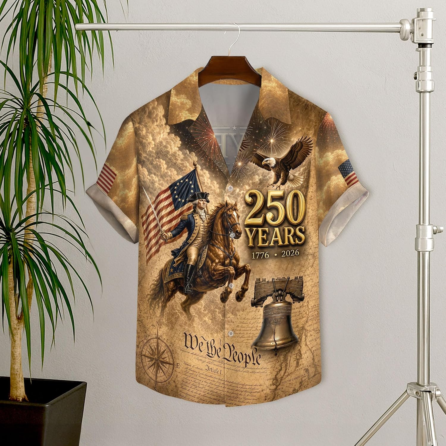 4th of July Hawaiian Shirts for Men, 250 Anniversary USA Shirt, 250 Years America Shirt