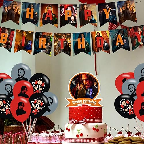 Miniatura 5 de Wick of John - Decoraciones de fiesta de cumpleaños, juego de suministros para fiestas para niños con 1 guirnalda de pancarta de feliz cumpleaños,