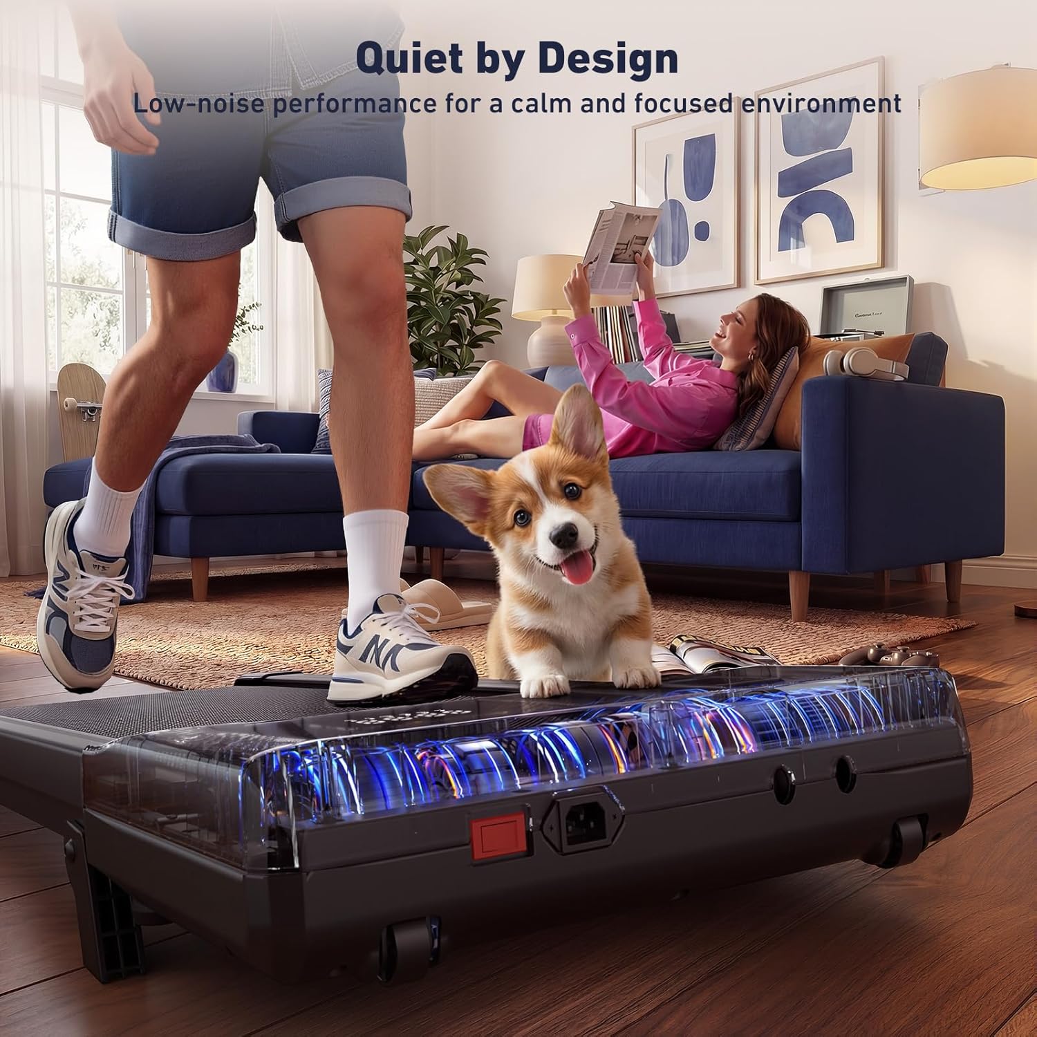 DeerRun Under Desk Walking Pad Treadmill with 6% Manual Incline, 0.6-3.8 MPH Walking Speed, 2.5 HP, 300 lb Capacity, App & Remote Control, for Home Office & Small Spaces