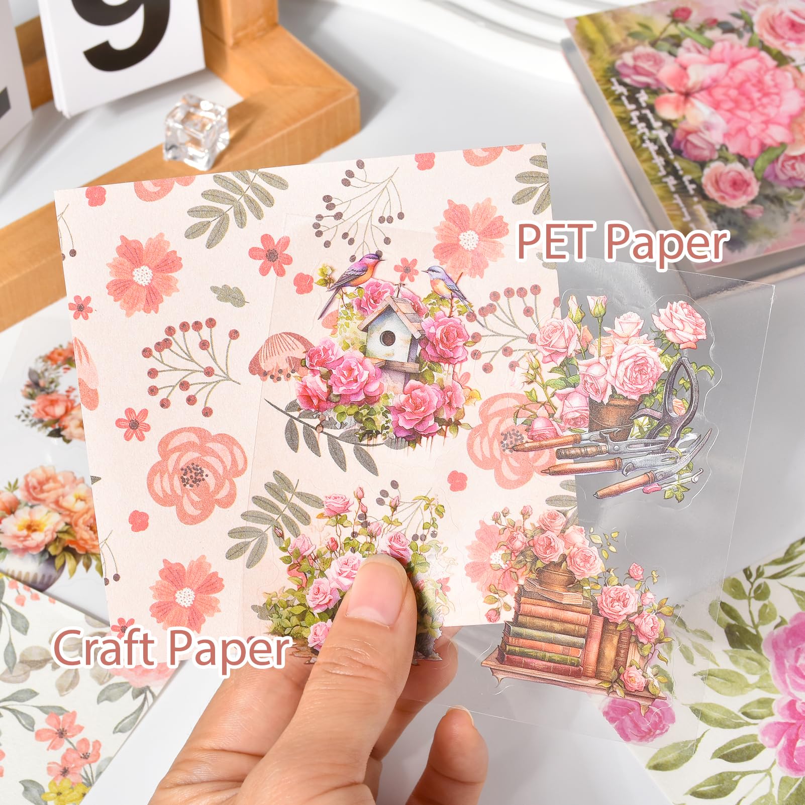 Snylcce Scrapbooking Supplies, Vintage Journaling, 25 Sheets PET & 25 Sheets Paper Stickers - Image 3