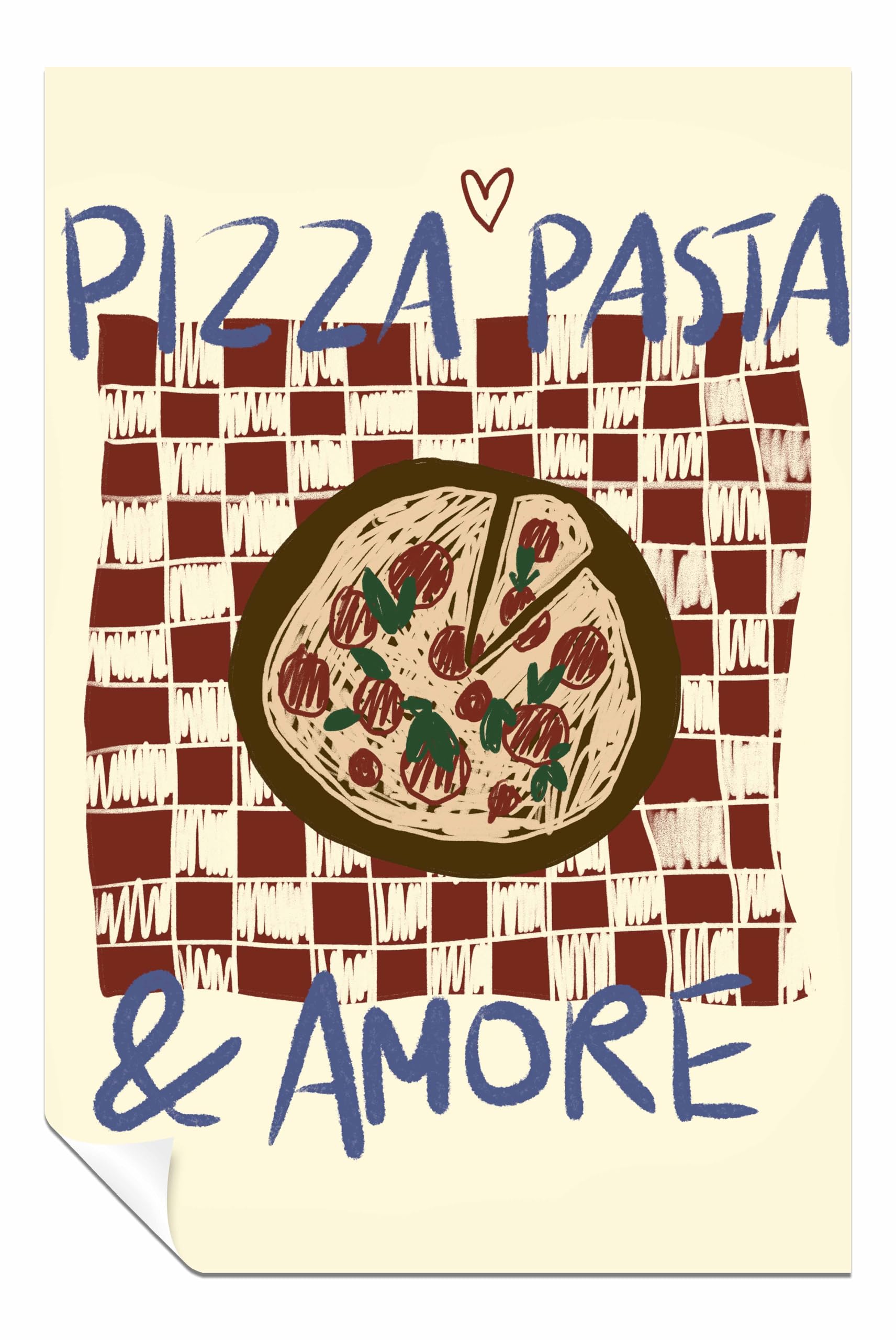 Panther Print Pizza Pasta a Amore Unframed Poster, Pictures for Home Walls, Bedroom, Living Room & Bathroom Decor 31x20cm (12x8in)