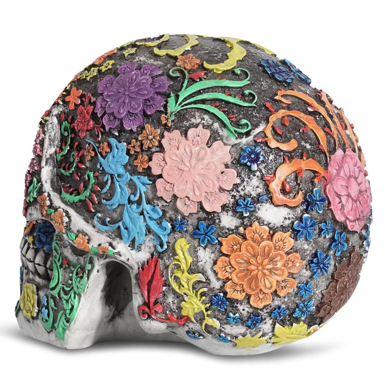 YXWYXWA Estatua del cráneo para decoración del hogar, decoración del cráneo, Resina del cráneo Humano de tamaño Natural, Resina de Calavera Pintada Personalizada Coleccionable