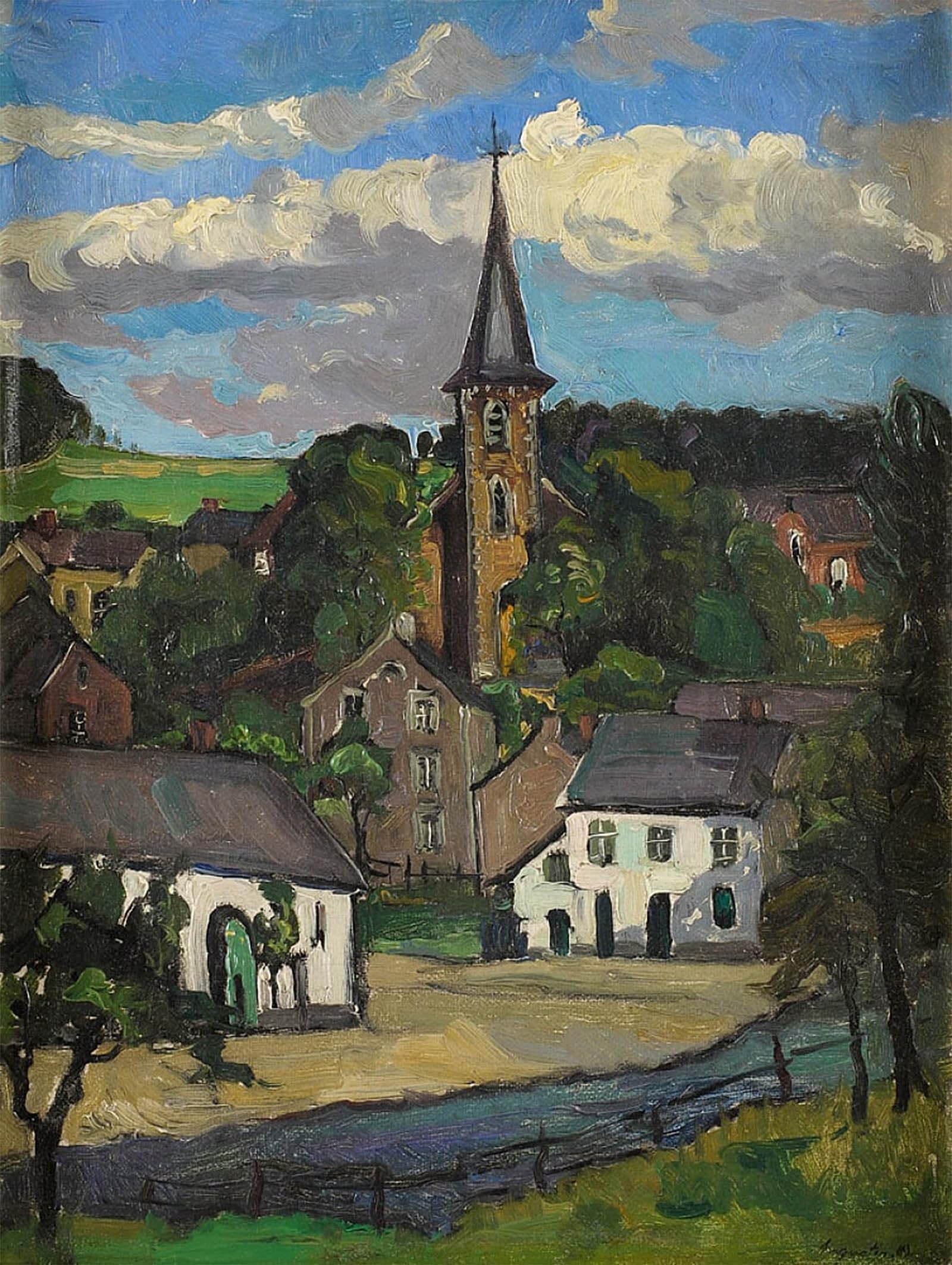 ARTXLXXBN Famous Painting Canvas Artwork Graffiti Print Beautiful Town Landscape by Louis Anquetin Portrait Canvas Image for Home Decor 60x90cm