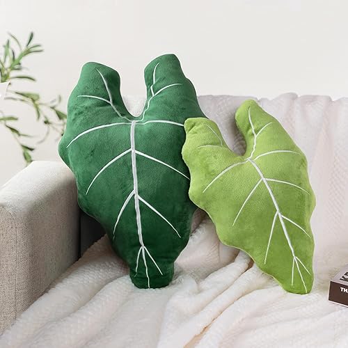 AELS Set of 2 3D Leaves Decorative Throw Pillows, 19"&