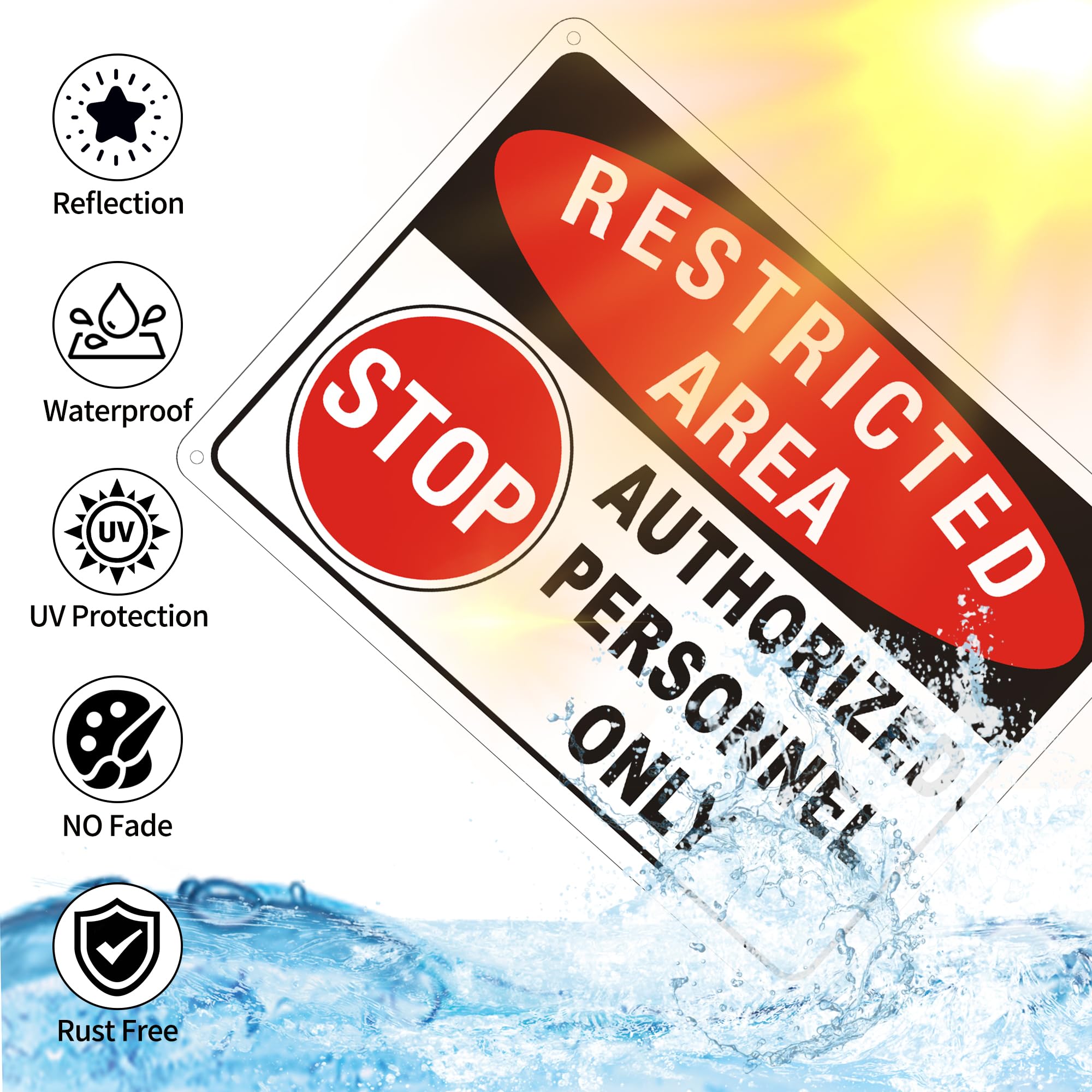 (2 Pack) Restricted Area Sign, Authorized Personnel Only Do Not Enter signs, 10 x 7 Inches Aluminum UV Protected Weatherproof and Easy to Install — Amazon image 4