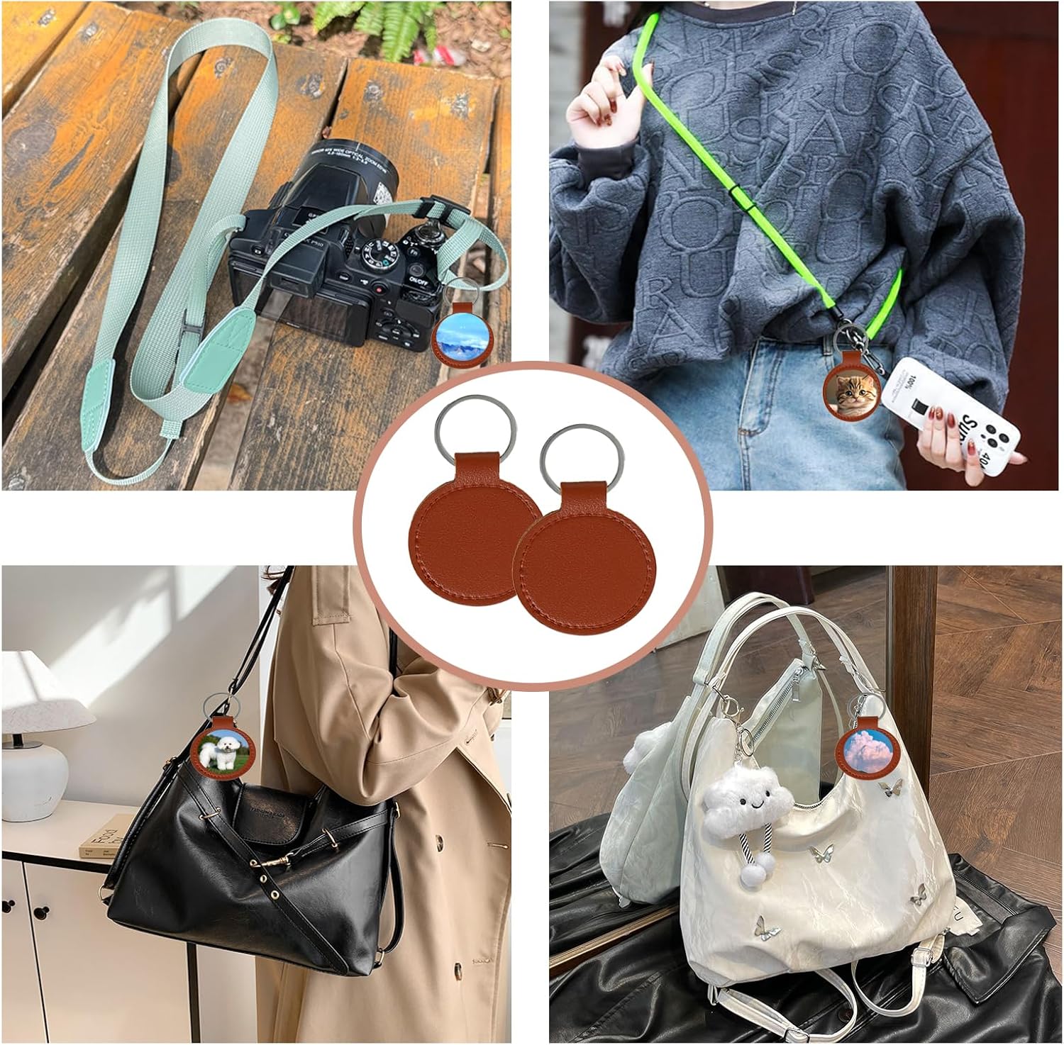 15 Pcs Leather Blank Keychains, Leather Key Fob Kit, Double Side Laser Engraving Key Chains, DIY Craft, UV-Printing Laser Engraving, DIY Making (Brown，Round) - Image 7