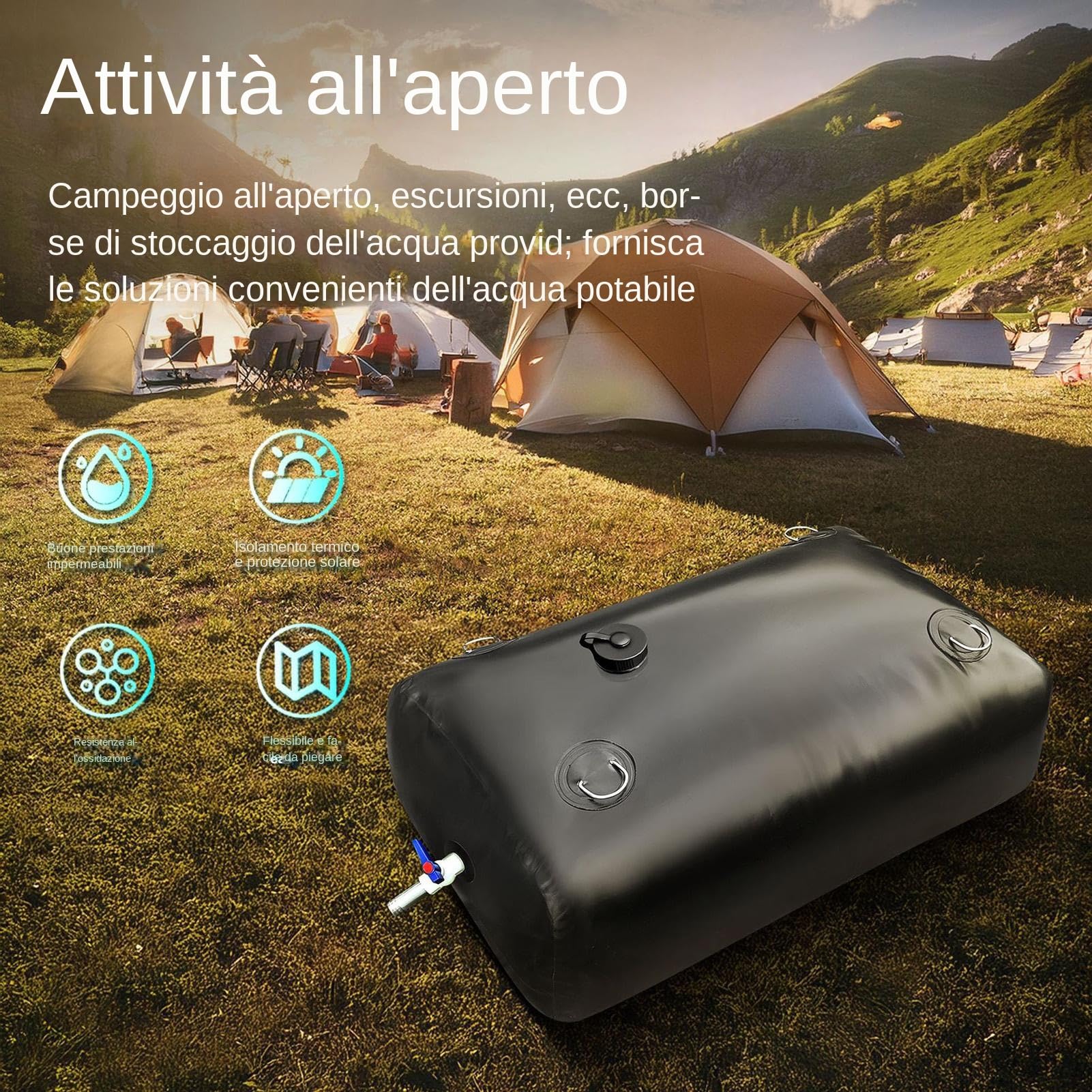 Bolsa de agua Bolsa Depósito Plegable Portátil de 110L | Depósito de agua con grifo Para camión, , hogar, camping, jardín, picnic, actividades al aire