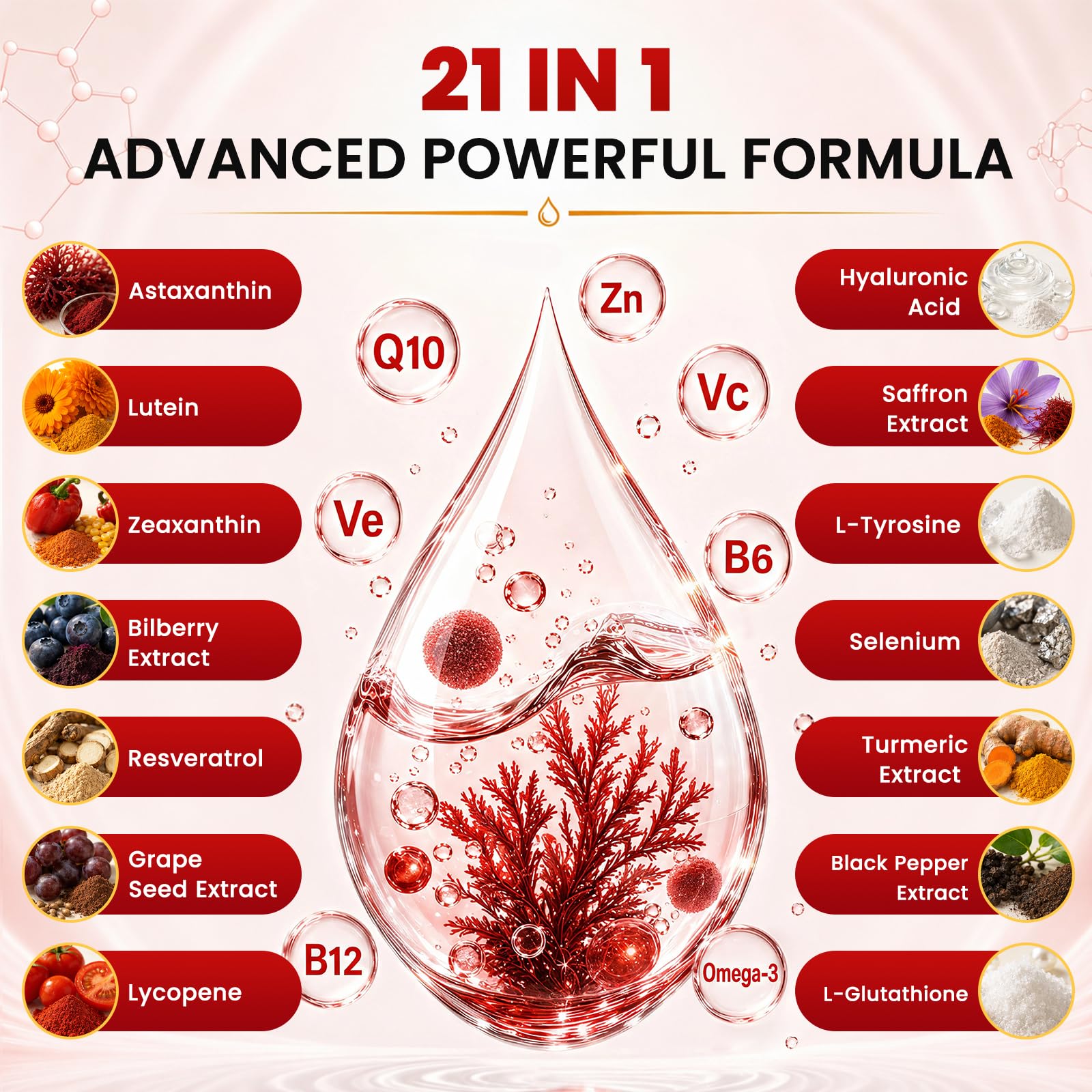 Liposomal Astaxanthin 24mg Liquid Drops, 21-in-1 Antioxidant Supplement - Haematococcus Pluvialis with L-Glutathione, CoQ10, Resveratrol & Lutein,Strawberry Flavor, 2 OZ — Amazon image 5