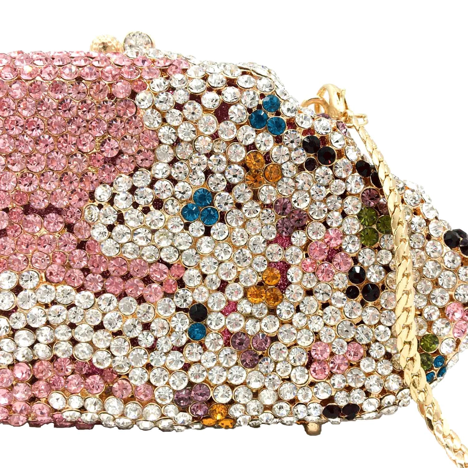 Usuisy Novelty Popsicle Crystal Clutch Bag Women Icecream Evening Handbags Bridal Party Rhinestone Clutch Purse Prom Bag,Mini,Strawberry