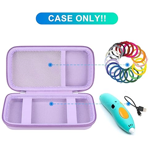 Miniatura 10 de BOVKE Estuche de transporte duro para 3Doodler Start+ Essentials (2022) juego de bolígrafos 3D, juguete para niños y niñas, organizador de