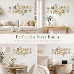 Horloges murales pour le décor de salon, Grande horloge murale silencieuse, 3D Métal Ginkgo Leaf Design, peut être suspendu verticalement ou horizontalement, parfait horloge murale de la maison décorative (33''x18'')
