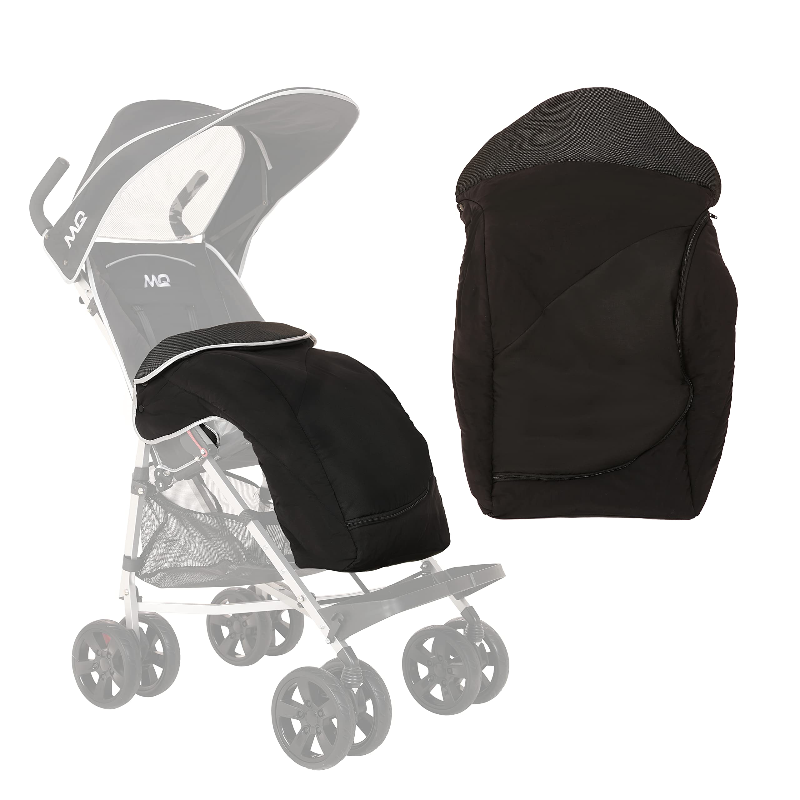 MobiQuip XL Pushchair Accessories, Warm Footmuff, Sleeping Bag, with Fleece Lining, XL Size to Fit Stroller, with Easy Fitting, Co-Ordinates with Black Stroller (Sold Separately)