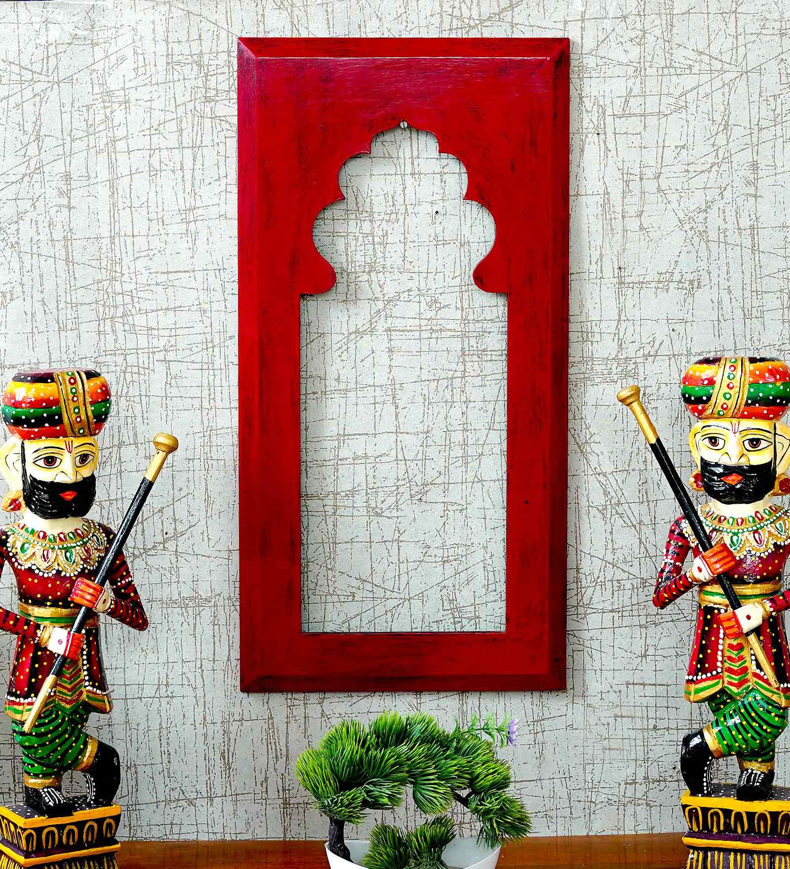 CRAFT TREE MDF Wall Hanging Carving Jharokha Frame in Red Colour