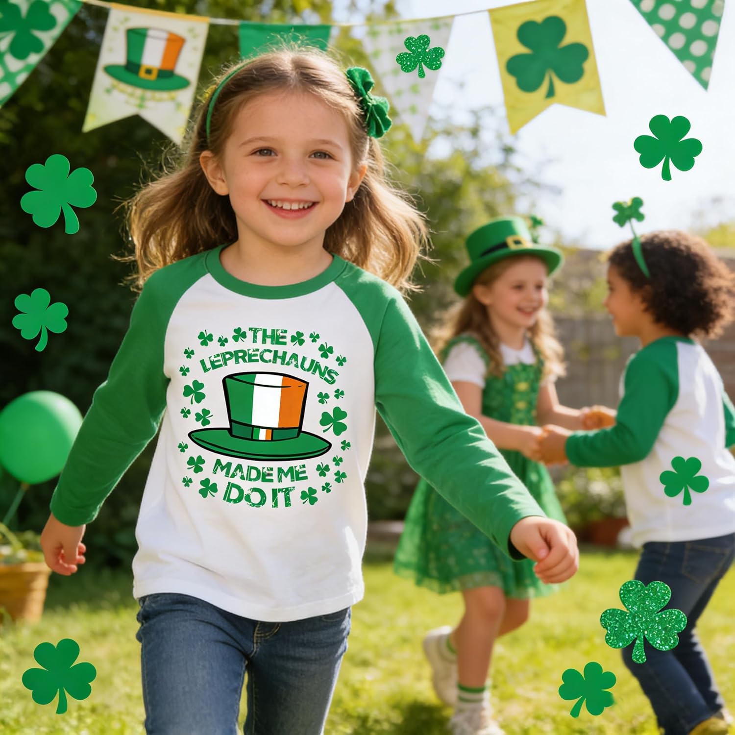 Toddler Girls St. Patrick's Day T-Shirt Raglan Long Sleeve Tees Irish Shamrock Lucky Unicorn Kids Girls Top 2-7 Years - Image 4