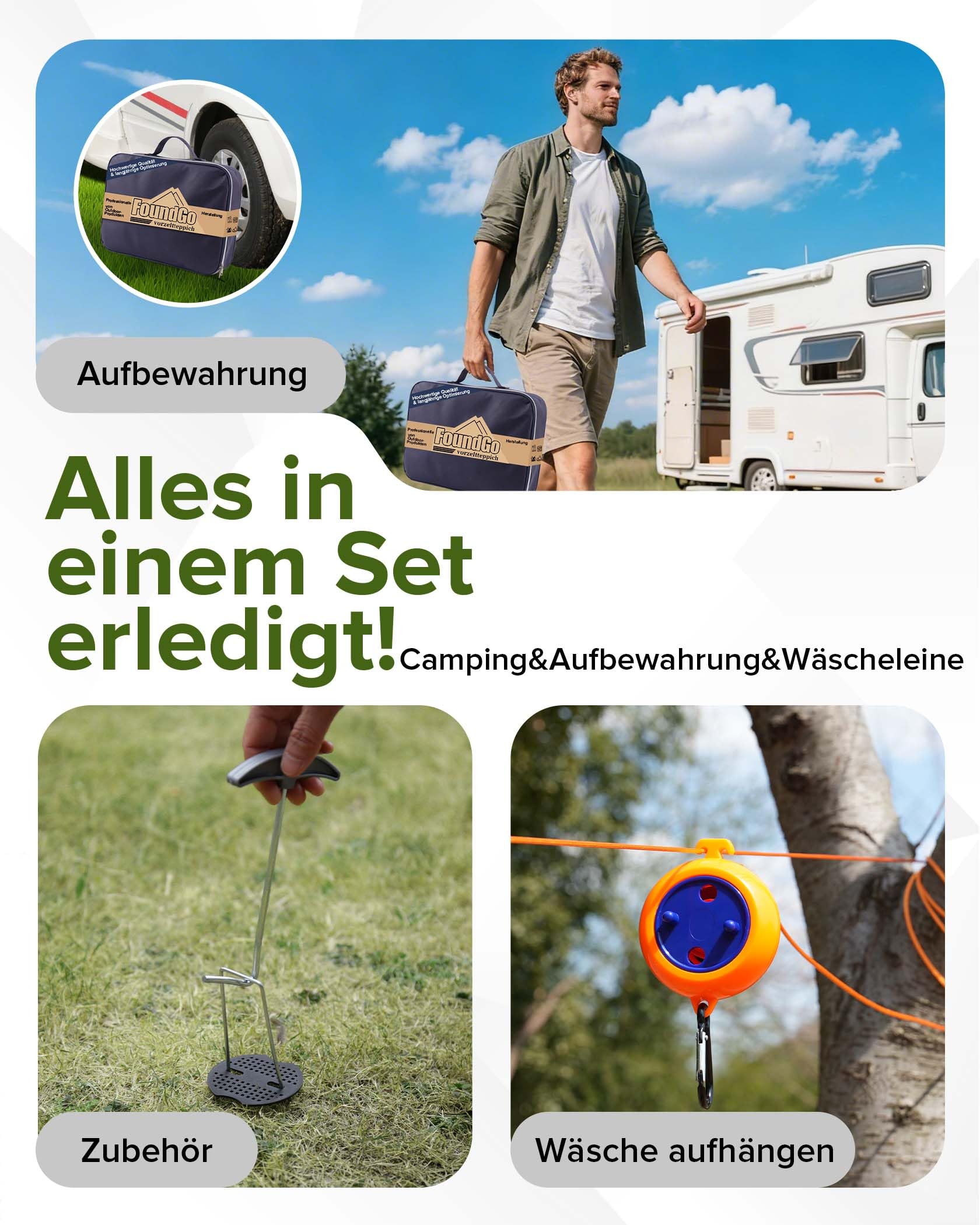FoundGo Tapis de Sol Camping avec œillets