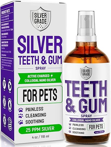 SILVER GRADE Spray para Aliento y Encías de Perros para Boca de Mascotas – Cuidado Dental para Gatos con Plata – Ambientador de Aliento para Perros
