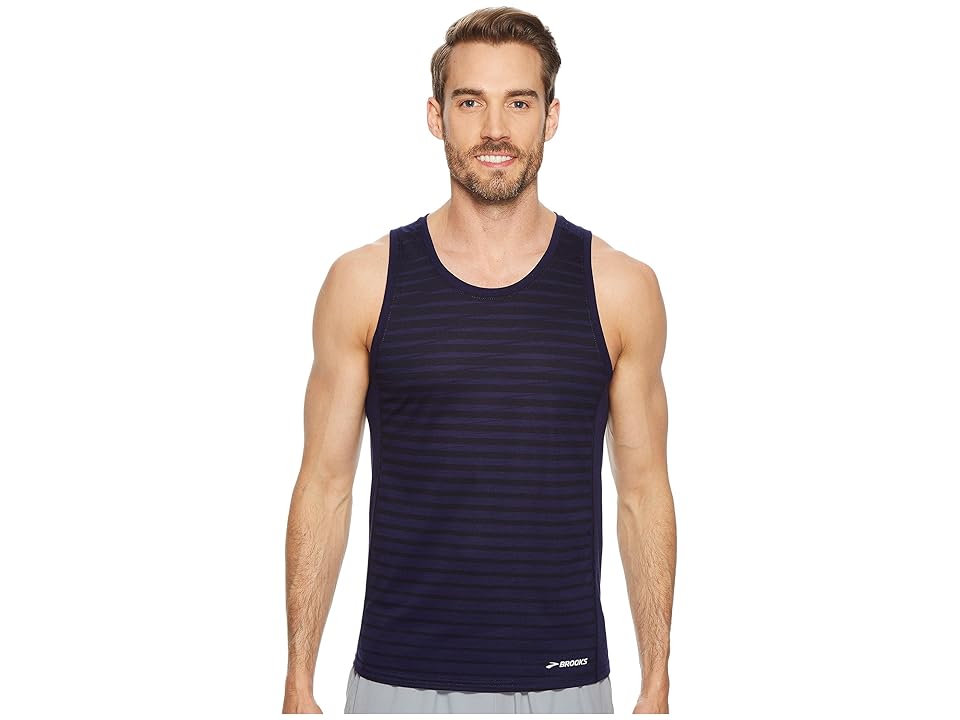 

Brooks Distance Tank Top (Heather Navy/Navy Current) Men's Sleeveless