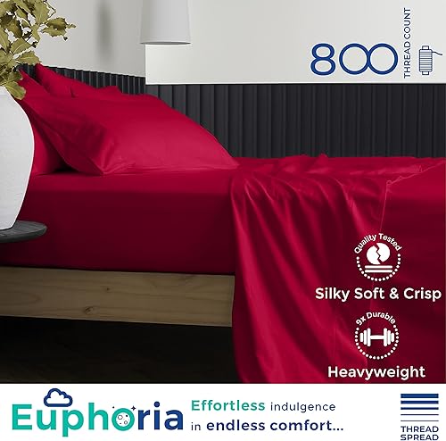 Miniatura 2 de Thread Spread - Juego de sábanas de 100% algodón egipcio con tejido de satén de 800 hilos de la colección Exotic Hotel, color blanco y marfil