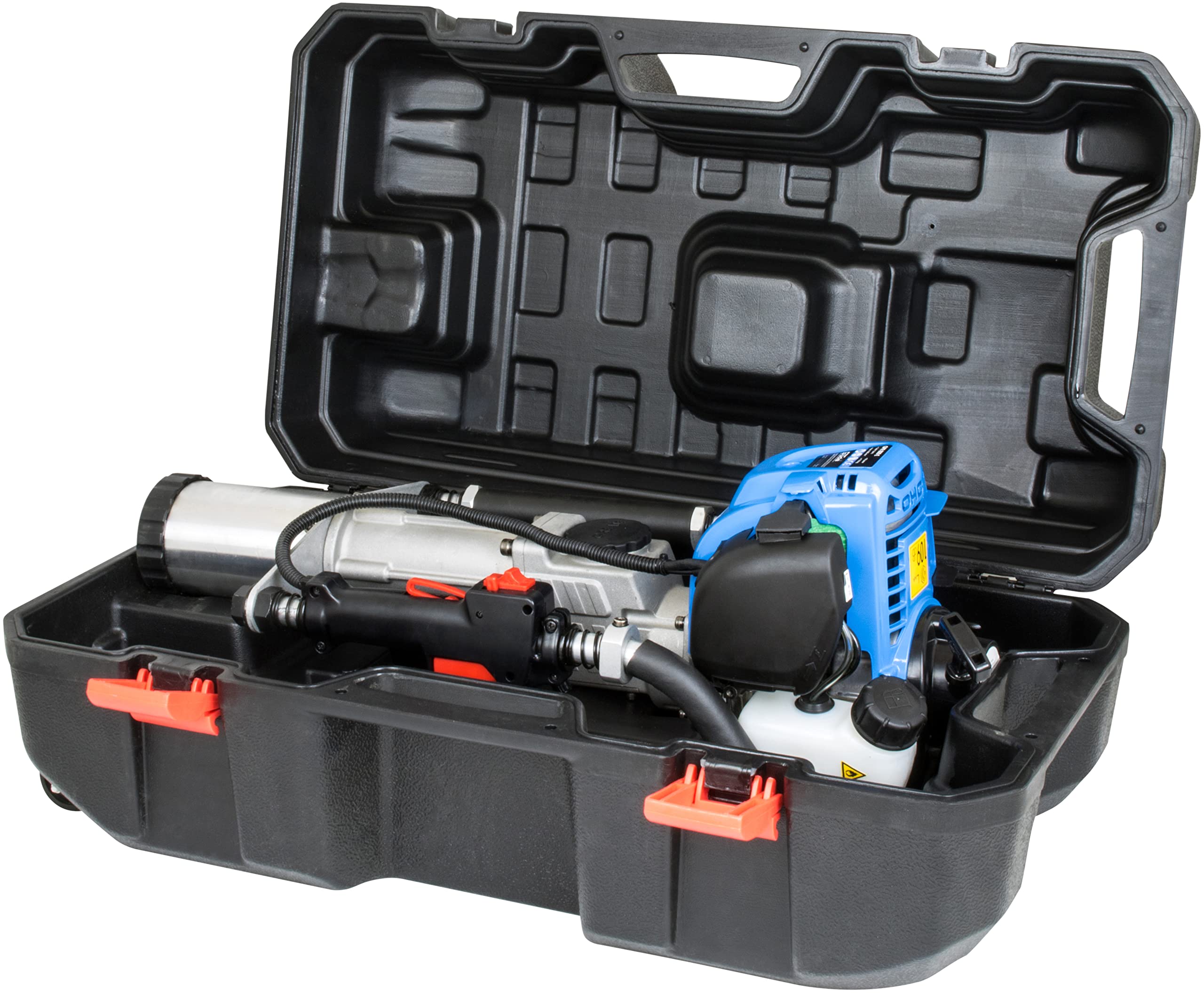 Güde Pfahlramme GPR 801 E (4-Takt Motor 1 kW/1,4 PS, Hubraum 37,7 cm³, max. 6500 1/min, Schlagenergie max. 25 J, inkl. Adapter 46 mm für Ø 20-45 mm und Adapter 81 mm für Ø 46-80 mm)