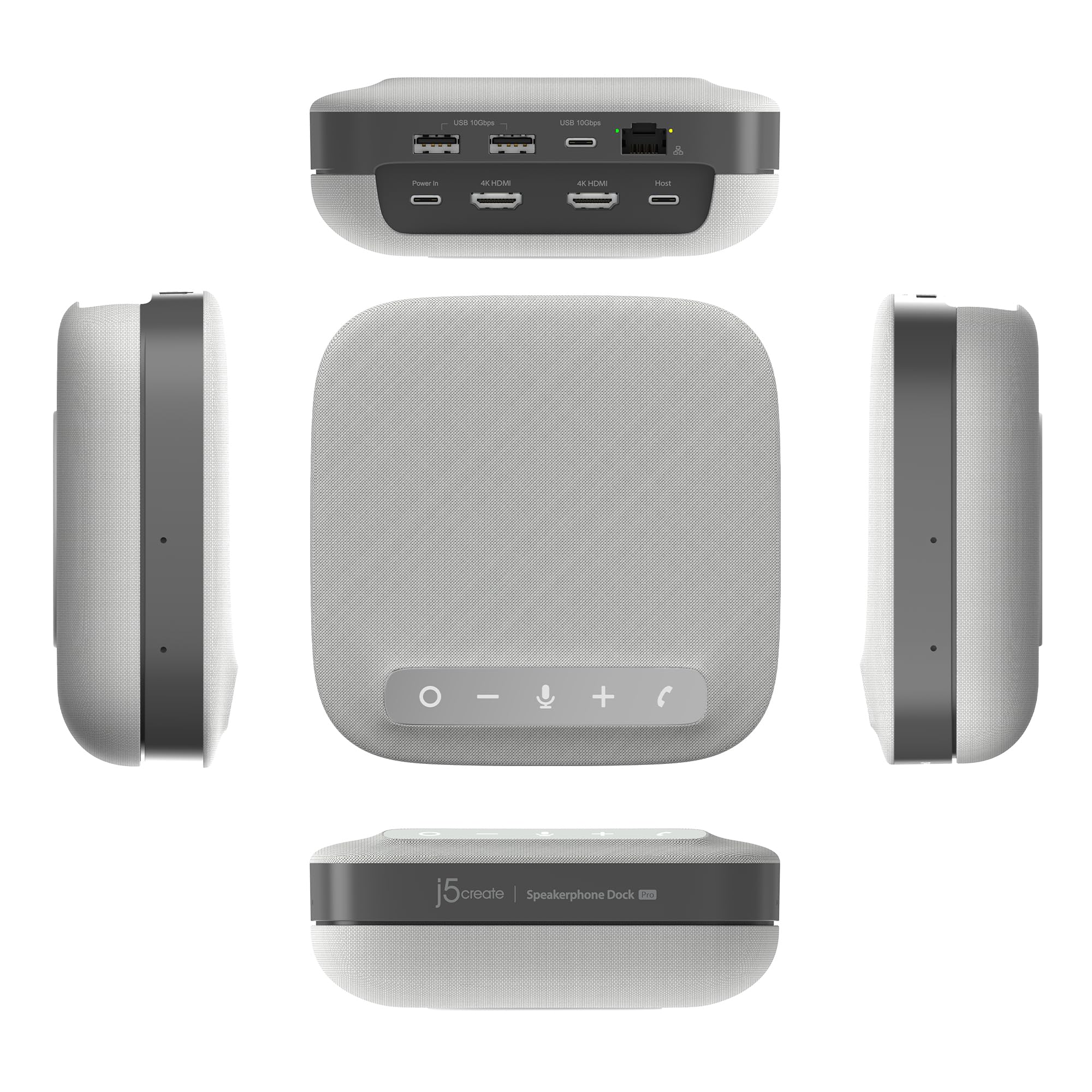J5create Jcds337-N Replicatore Di Porte E Docking Station Per Laptop Cablato Usb 3.2 Gen 2 [3.1 Gen 2] TypE-C Grigio, Bianco (usB-C Dual 4k Speakerph