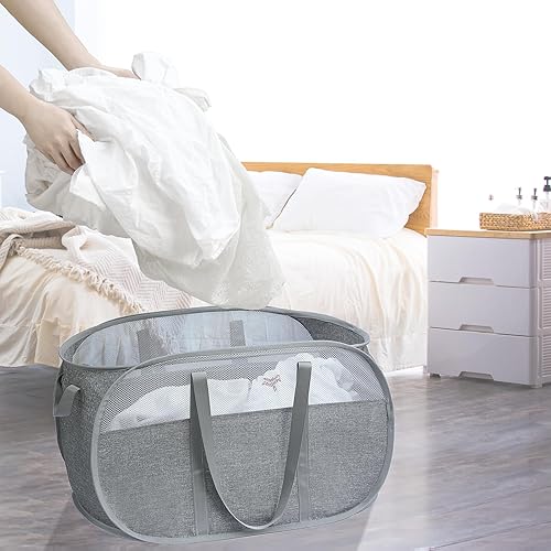 Miniatura 4 de Collapsible mesh pop-up laundry basketReinforced and elongated shoulder strap Hampers for Laundry, Clothing Storage & Room Organization, Perfect for