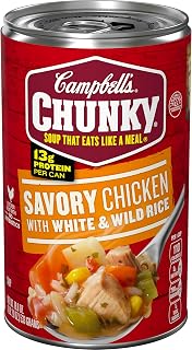 Campbell's Chunky Savory Chicken with White & Wild Rice Soup, 18.8 oz Can - 13g Protein Hearty Meal