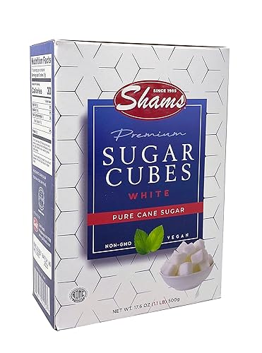 Shams - Cubos de azúcar kosher, cubos de azúcar de caña pura blanca, sin OMG, veganos, certificados Kosher, cubos de azúcar para café, cócteles, té,