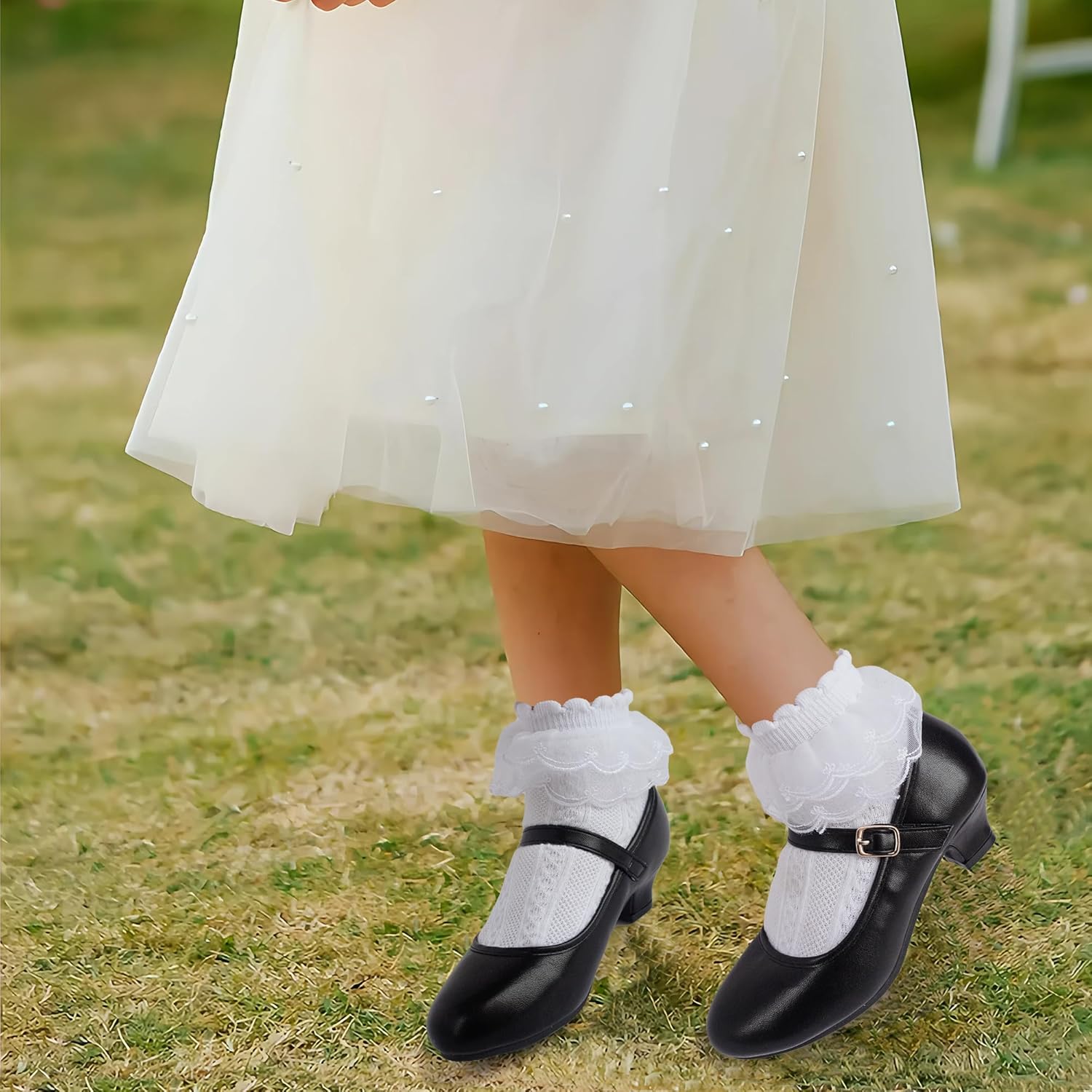 Youdesney Girls Dress Shoes, Mary Jane Flower Girls Shoes, Cute Princess Low Heels for School, Wedding, Party (Toddler/Little Kids/Big Kids) - Image 2