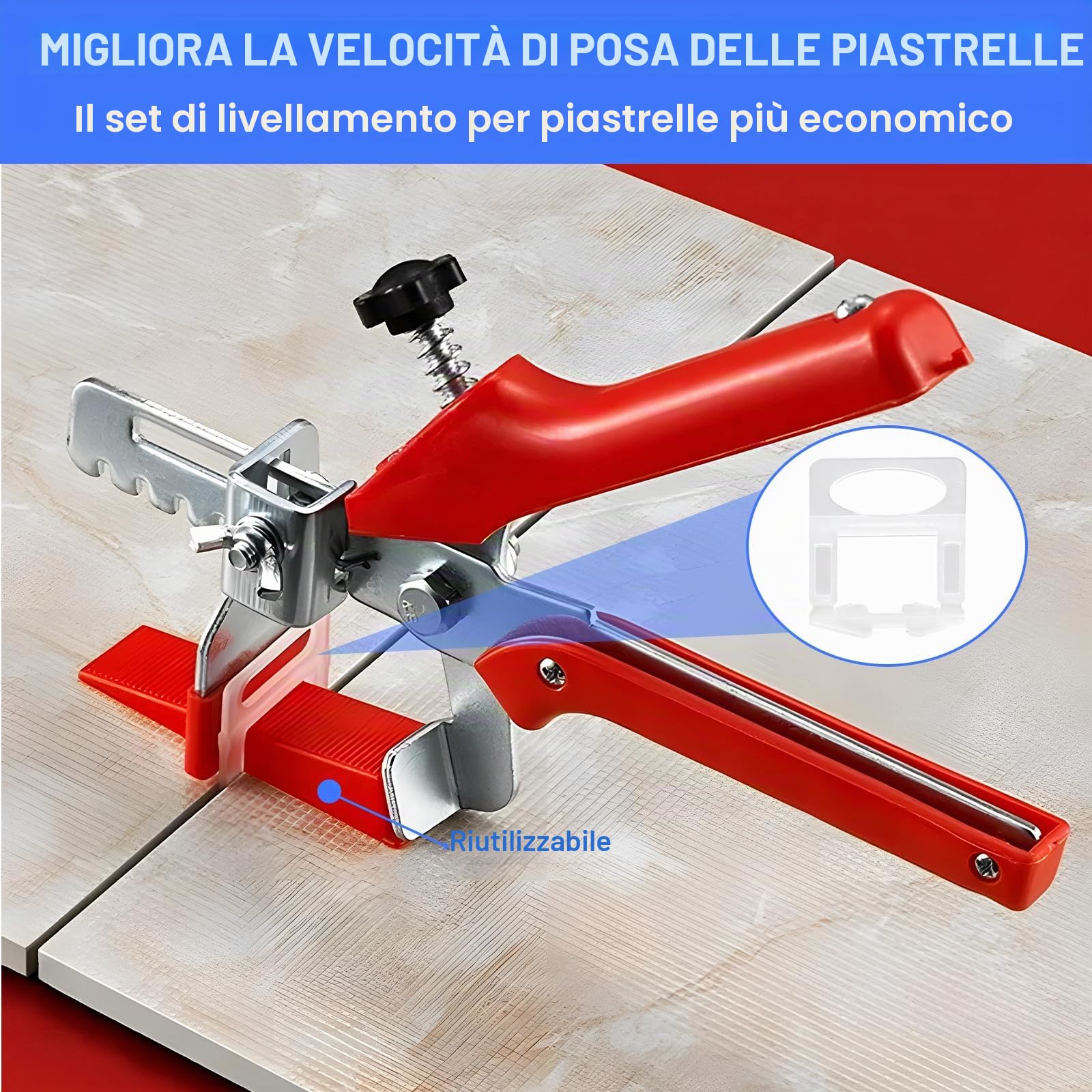 ENCOUN Niveladores de Azulejos, 600 Niveladores Espaciadores 2mm+200 Reutilizables Espaciador, 1Alicate de Instalación,1Cuchillo de Gancho, Sistema de Nivelación de Azulejos para DIY y Profesional